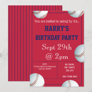 Baseball Party Invitation Editable