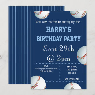 Baseball Party Invitation Editable