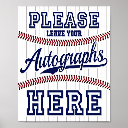 Baseball Party LEAVE YOUR AUTOGRAPHS Sign Print