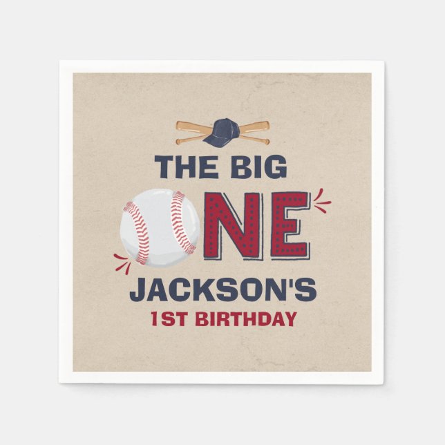 Baseball Party Napkin Baseball 1st Birthday (Front)