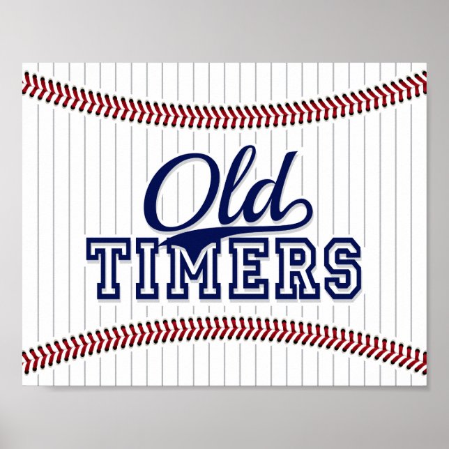 Baseball Party OLD TIMERS Sign Print (Front)
