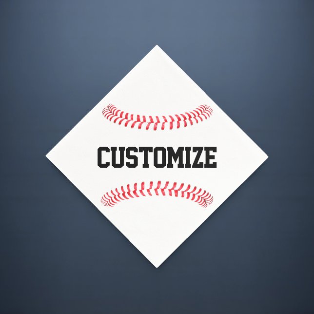 Baseball Party or Team Banquet Custom Text Sports Napkins (Baseball party napkins with custom team name or text)