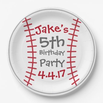 Baseball Party Plates- Birthday Party Decor Paper Plates by AestheticJourneys at Zazzle