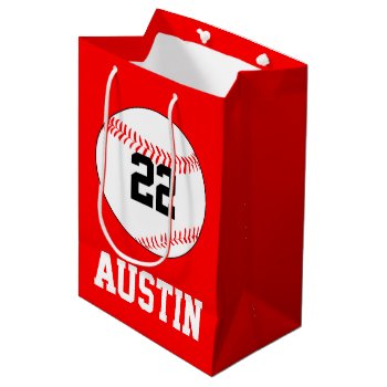 Baseball Party Player Name  Number  Color Gift Bag by SoccerMomsDepot at Zazzle