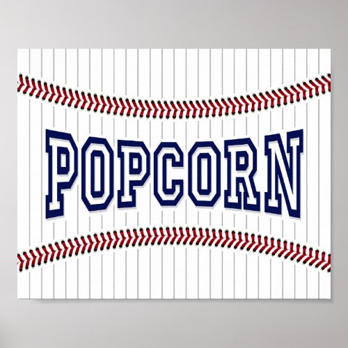 Baseball Party POPCORN Sign Print
