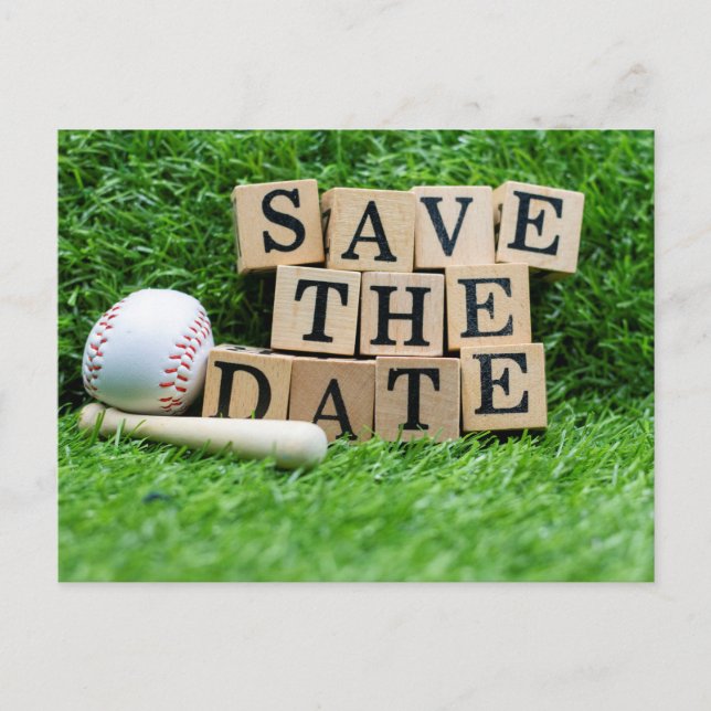 Baseball party save the date invitation  postcard (Front)