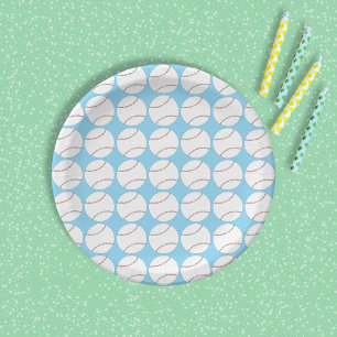 Baseball Pattern Blue Paper Plate