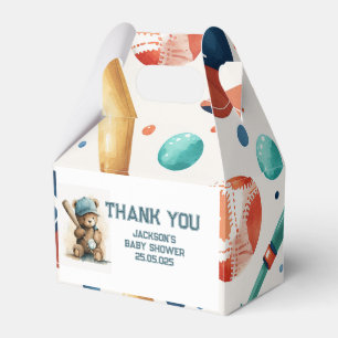 Baseball Pattern Custom Text Boy Party Favor Boxes