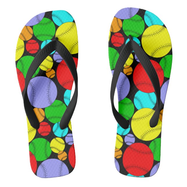 Baseball Pattern Flip Flops (Footbed)