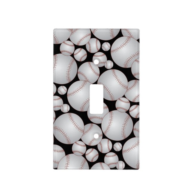 Baseball Pattern Gray Light Switch Cover (Front)