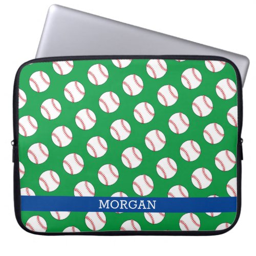 Baseball Pattern Name Blue  Green Laptop Sleeve