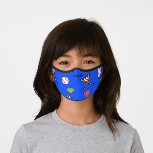 Baseball pattern on blue premium face mask