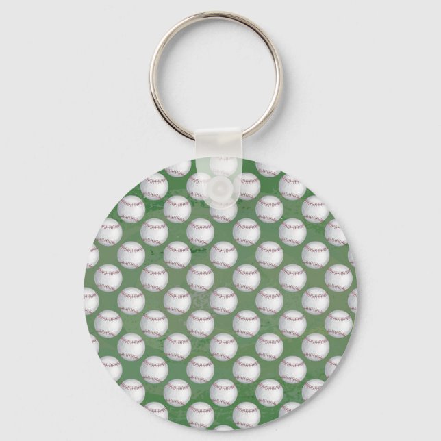Baseball Pattern on Green Keychain (Front)