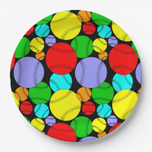 Baseball Pattern  Paper Plates