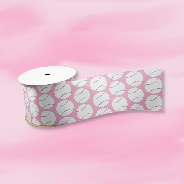 Baseball Pattern Pink Ribbon (Cute pink ribbon with a doodle baseball pattern .)