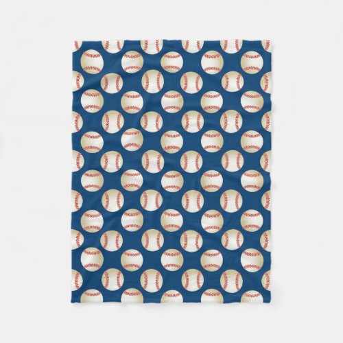 Baseball Pattern Royal Blue Sport Theme Fleece Blanket