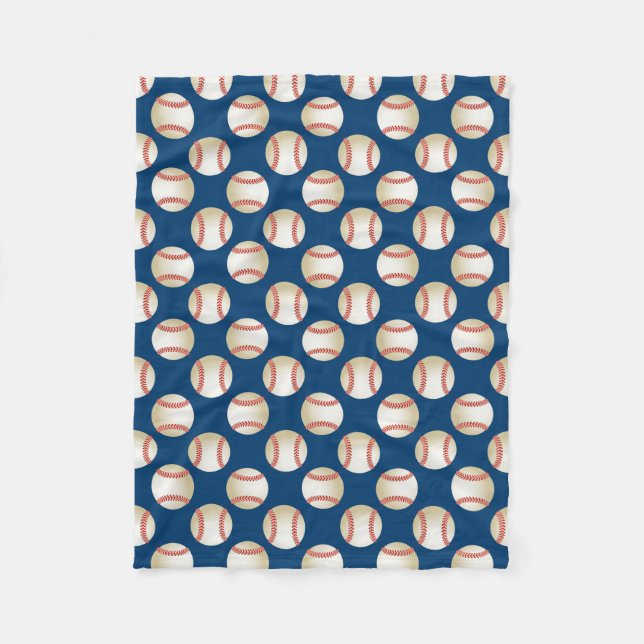 Baseball Pattern Royal Blue Sport Theme Fleece Blanket (Front)
