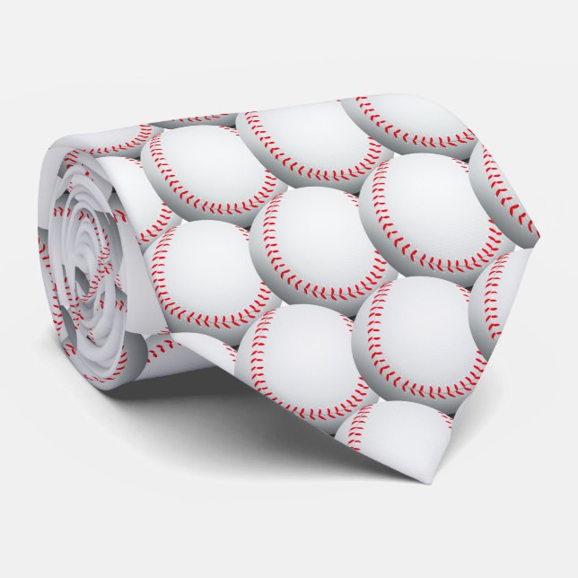 Baseball Pattern | Sports Gift Neck Tie (Rolled)