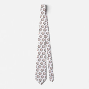 Baseball Pattern White Background Neck Tie