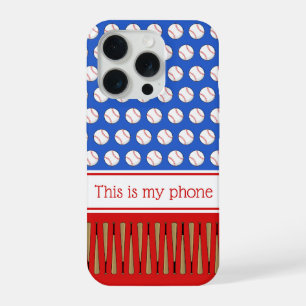 Baseball patterned custom name iPhone 15 pro case