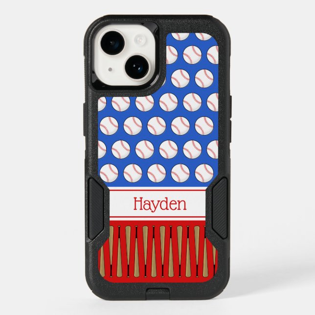 Baseball patterned custom name otterbox iPhone case (Back)