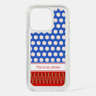 Baseball patterned custom text name iPhone 15 pro case