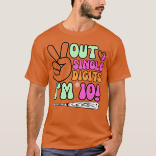 Baseball Peace Out Single Digit Im 10 Year Old 10t T-Shirt
