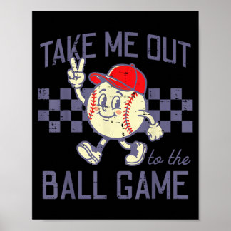 Baseball Peace Take Out To Ball Game Retro Men Poster