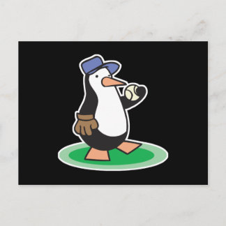 baseball penguin postcard