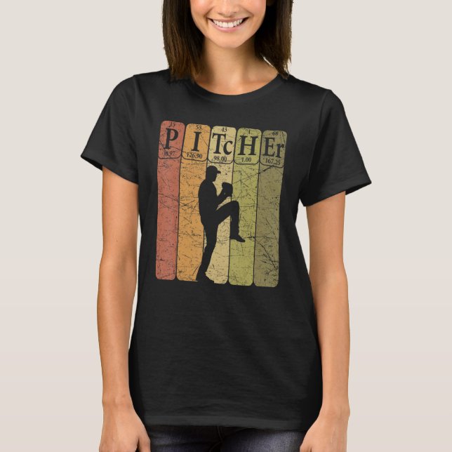 Baseball Periodic Table Elements Nerd Baseball Pit T-Shirt (Front)