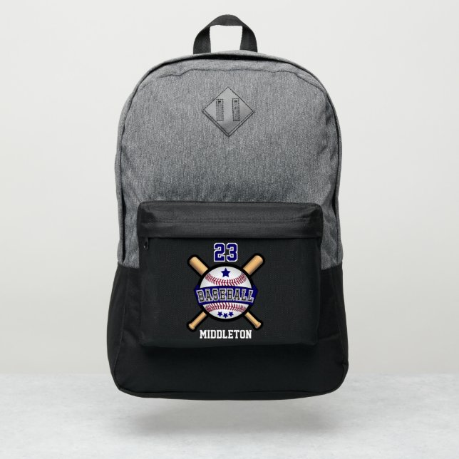 Baseball - Personalize - Blue Port Authority® Backpack (Front)