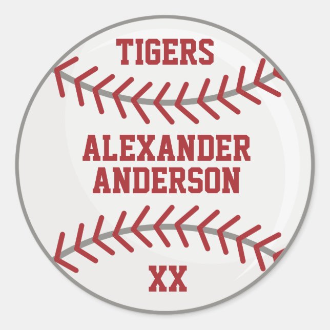 Baseball Personalize  Classic Round Sticker (Front)