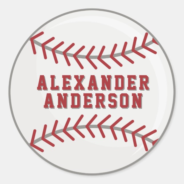 Baseball Personalize  Classic Round Sticker (Front)
