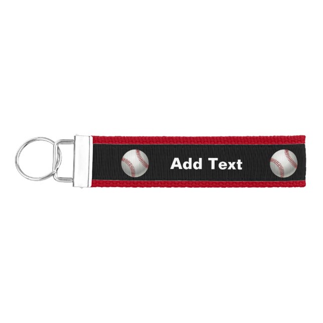 Baseball Personalize Customize Sports Wrist Keychain (Keys on Left)