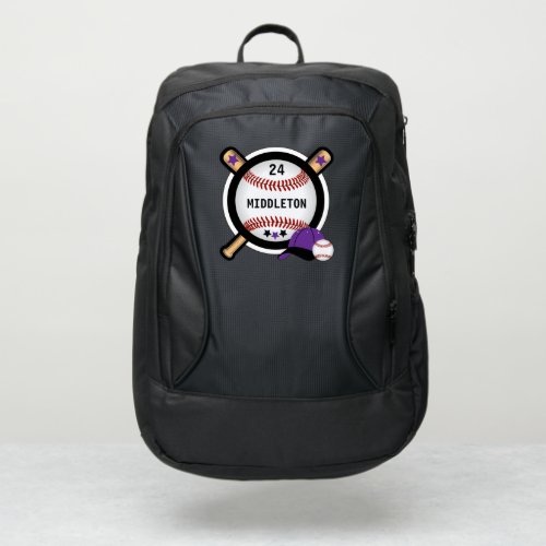 Baseball _ Personalize _ Purple Port Authority Backpack