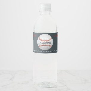 Baseball Personalized Birthday Water Bottle Label