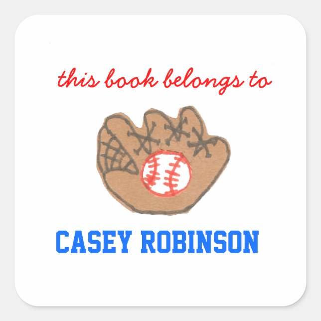 Baseball personalized bookplates for kids (Front)