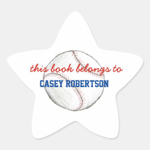 Baseball personalized bookplates for kids - star