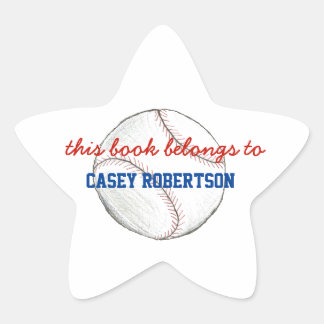 Baseball personalized bookplates for kids - star