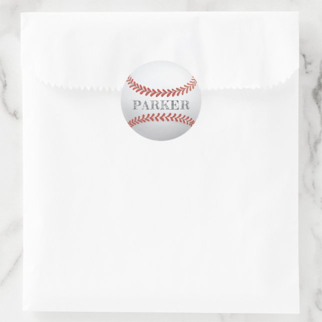 Baseball Personalized Classic Round Sticker (Bag)