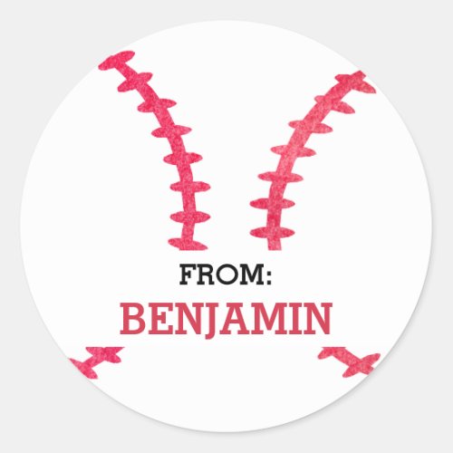 Baseball Personalized From Sports Themed Party Classic Round Sticker