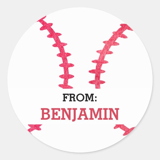 Baseball Personalized From Sports Themed Party Classic Round Sticker (Front)
