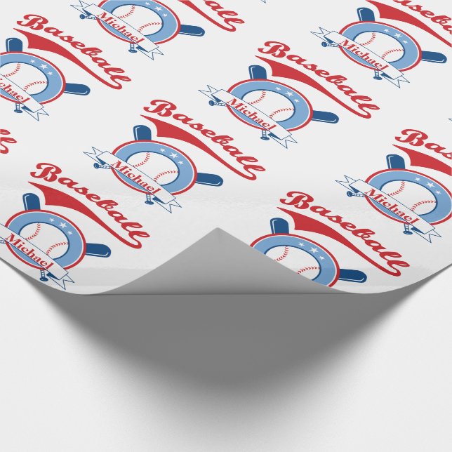 Baseball Personalized Gift Wrapping Paper (Corner)