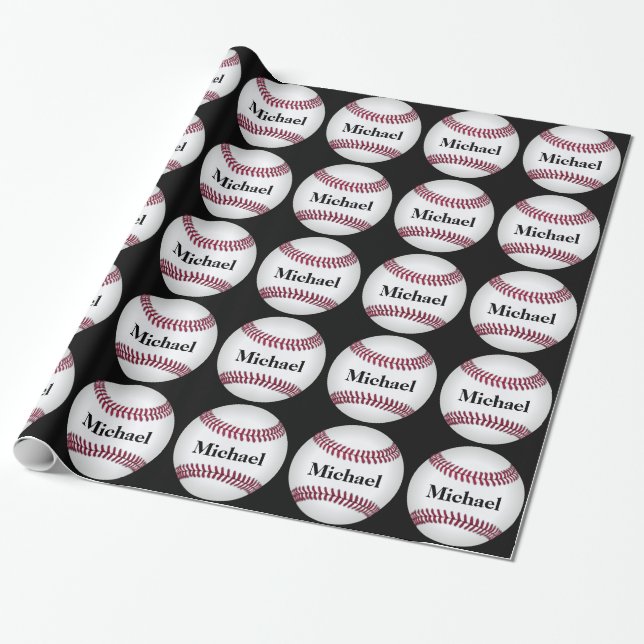 Baseball Personalized Gift Wrapping Paper (Unrolled)