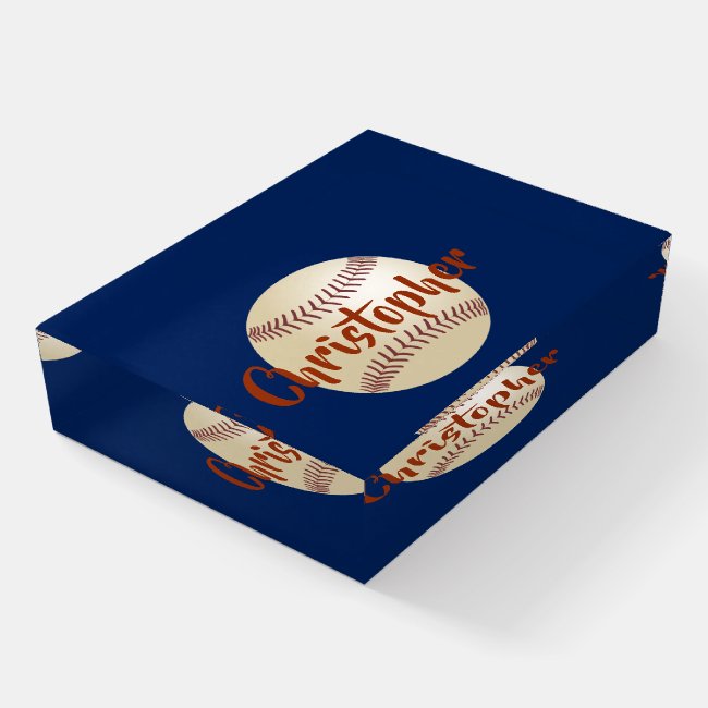 Baseball Personalized Glass Paperweight