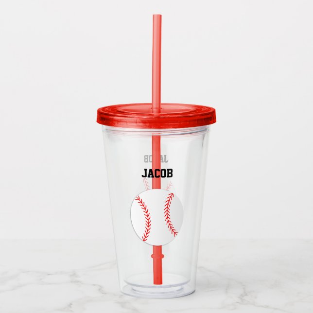Baseball Personalized Kids Acrylic Tumbler (Front)