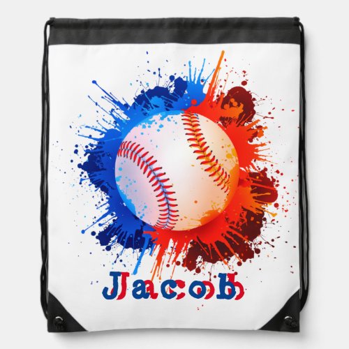 Baseball personalized kids drawstring bag