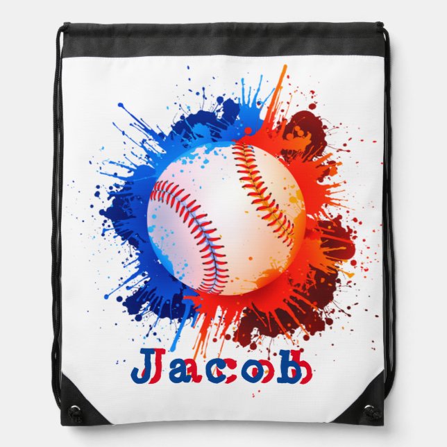Baseball personalized kid's drawstring bag (Front)