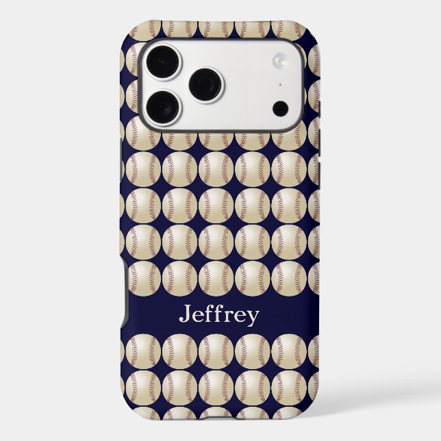 Baseball, Personalized Name, Blue Case-Mate iPhone Case (Back)