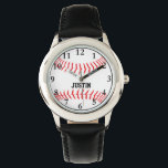 Baseball Personalized Name Boys Watch<br><div class="desc">Baseball Personalized Name Boys Watch. You can create your own personalized photo watches by adding a photo from your computer,  or add your own name or initial as a monogram. Perfect gift for those looking for something sharp and unique.</div>